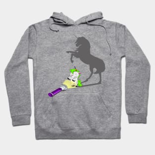 Dual Realm Enchantment - Majestic Unicorn and its Playful Shadow Hoodie